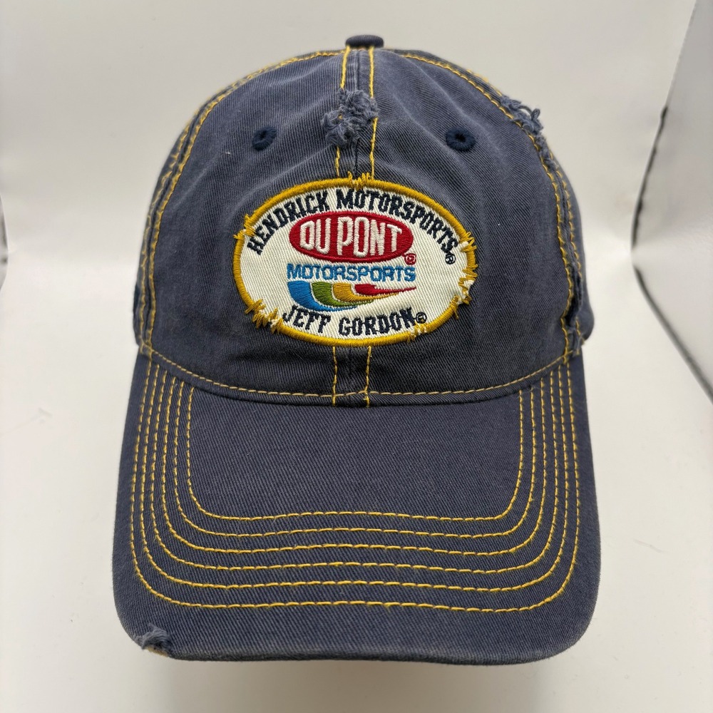 Vintage Chase Authentics NASCAR Jeff Gordon DuPont 24 Hat Navy Distressed Cap‎